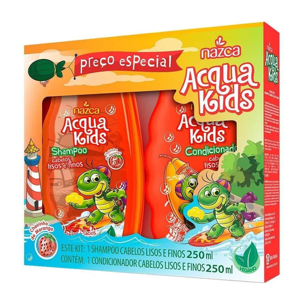 Imagem de Shampoo + Condicionador Acqua Kids Lisos e Finos 250ml