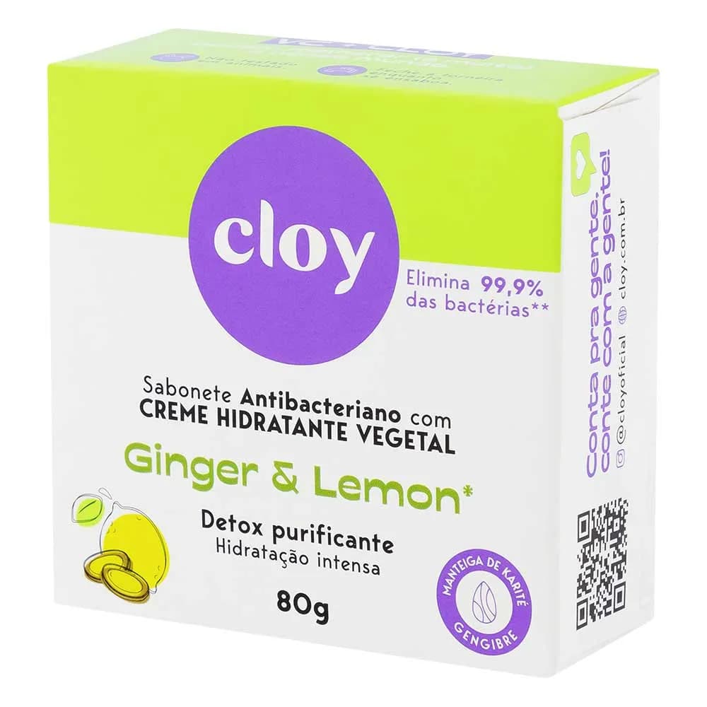 Imagem de Sabonete em Barra Cloy Ginger & Lemon Antibacteriano Detox Purificante 80g