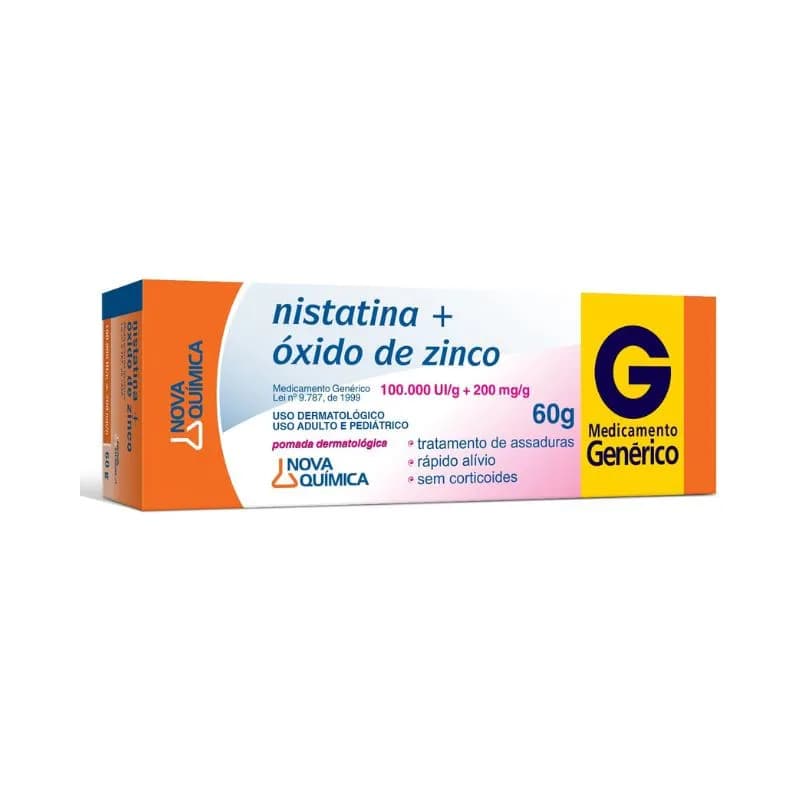 Imagem de Nistatina 100.000UI/g + Óxido de Zinco 200mg/g Nova Química Pomada Dermatológica 60g