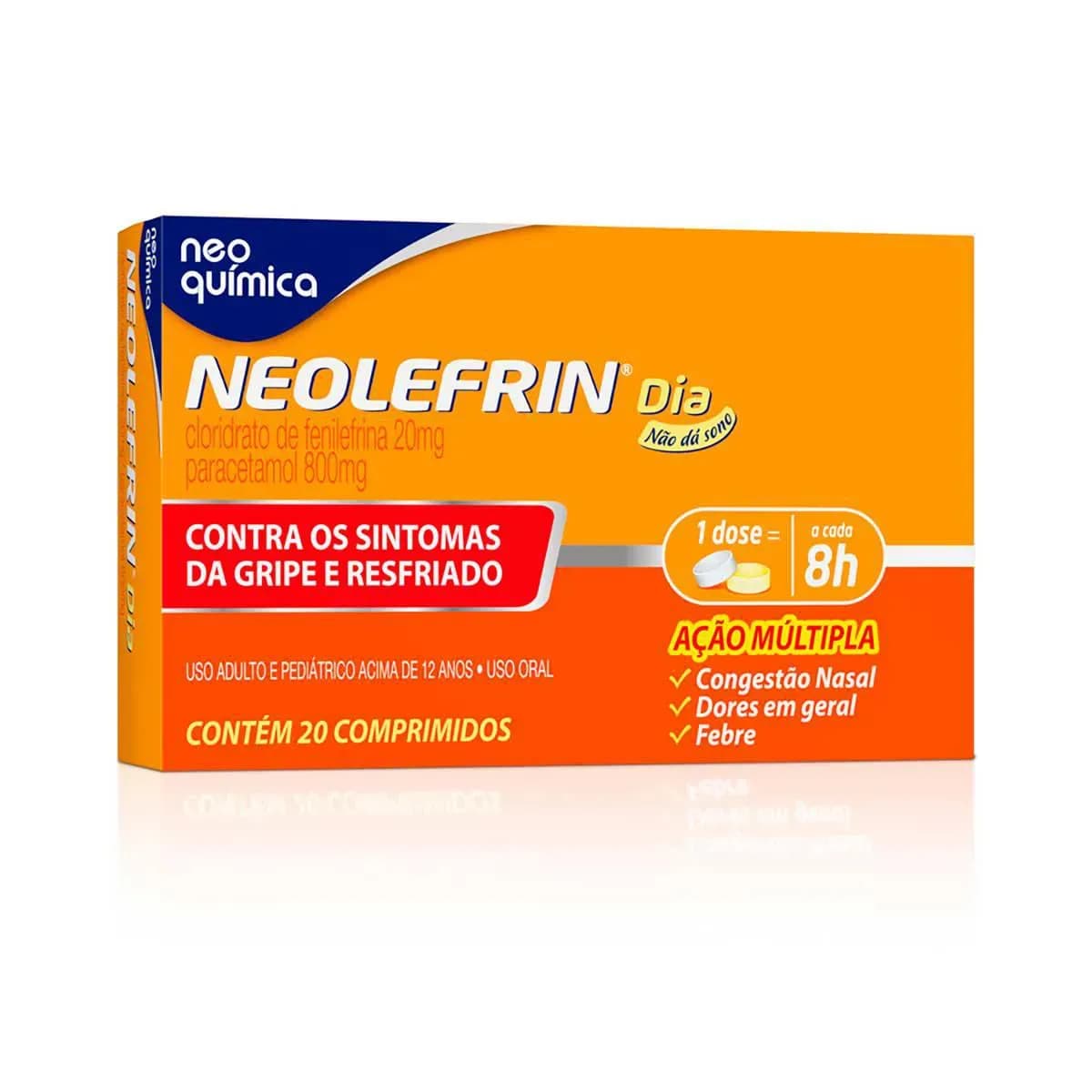 Imagem de Neolefrin Dia Paracetamol 800mg + Cloridrato Fenillefrina 20mg 20 comprimidos